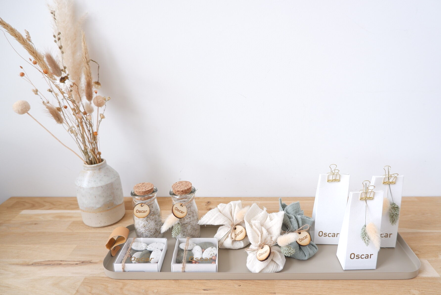 Dienblad met lederen handvaten