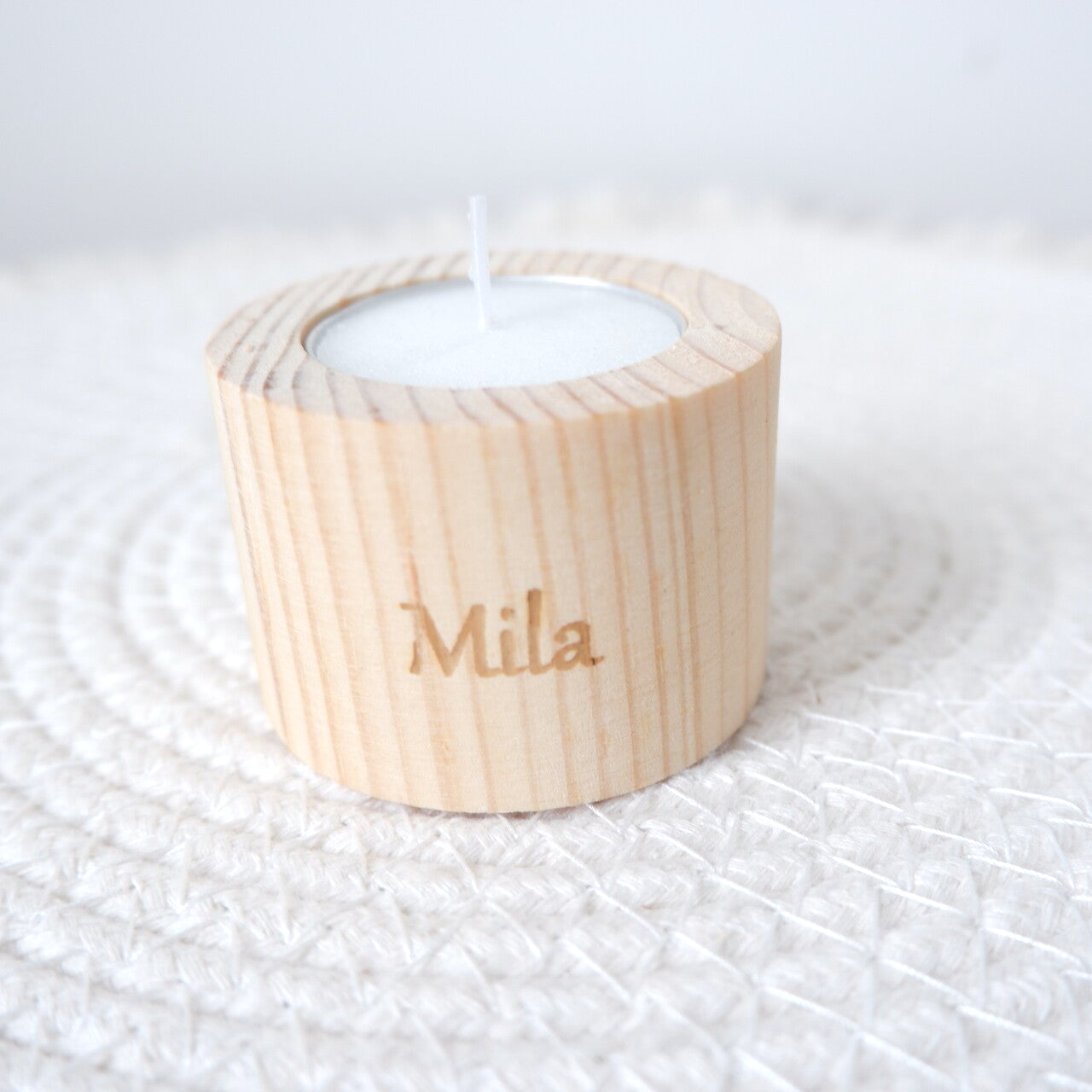 Houten theelichthouder