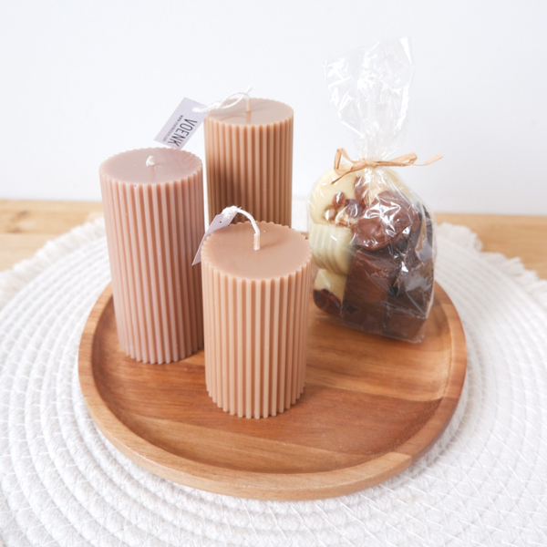 Set geribbelde kaarsen