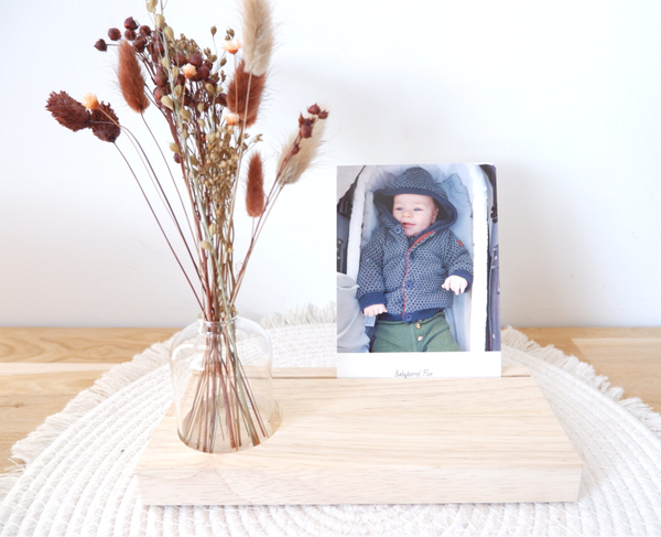 Houten fotohouder memory met vaas