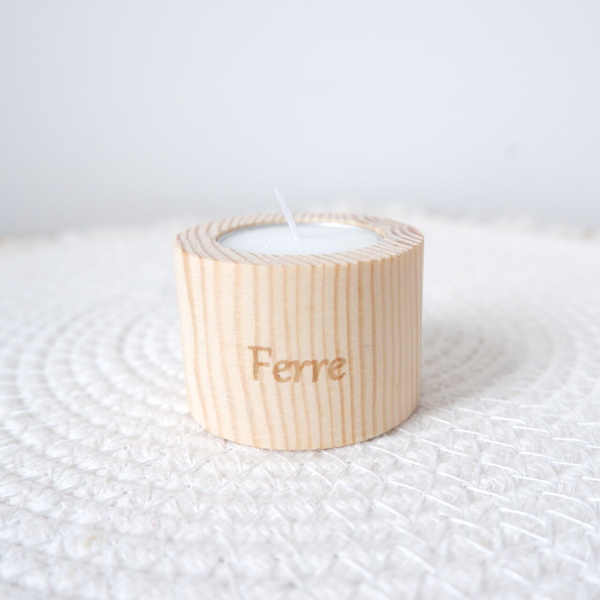 Houten theelichthouder