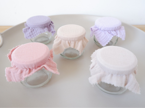 Glazen potje met doekje (per 6 stuks)