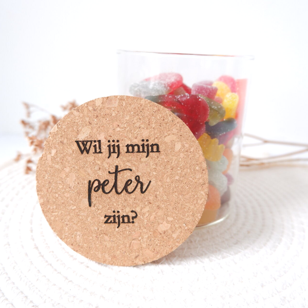 Glazen pot 'Wil jij mijn peter/meter zijn?'