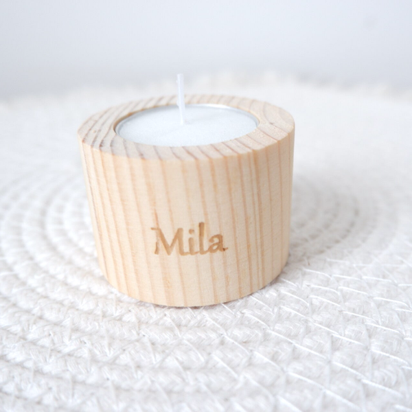 Houten theelichthouder