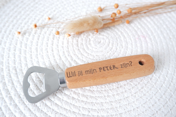 Flesopener 'Wil jij mijn peter zijn?'