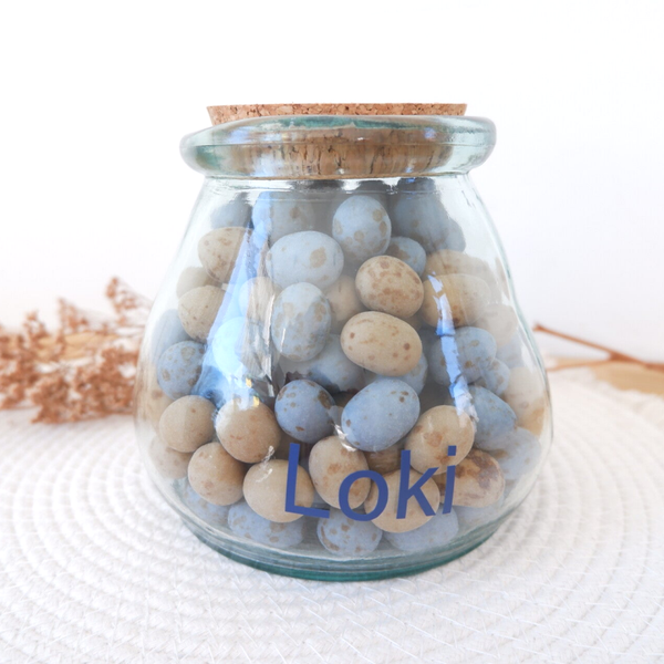 Glazen pot in gerecycleerd glas