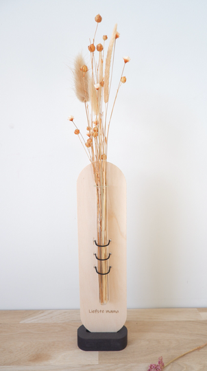 Vaasje met elastiek 'liefste mama'