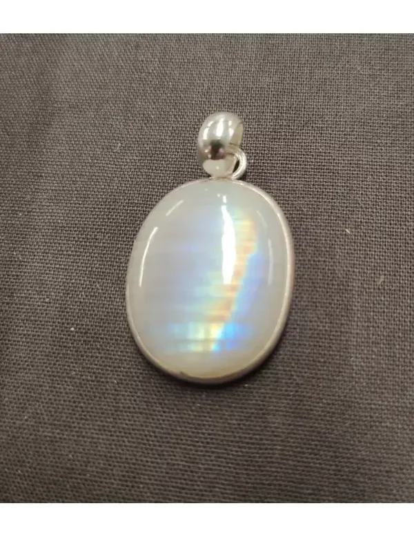 Pendentif Labradorite blanche serti en argent 925