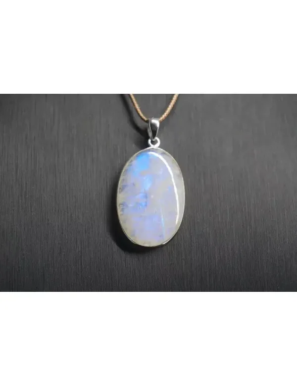 Pendentif Labradorite blanche serti en argent 925