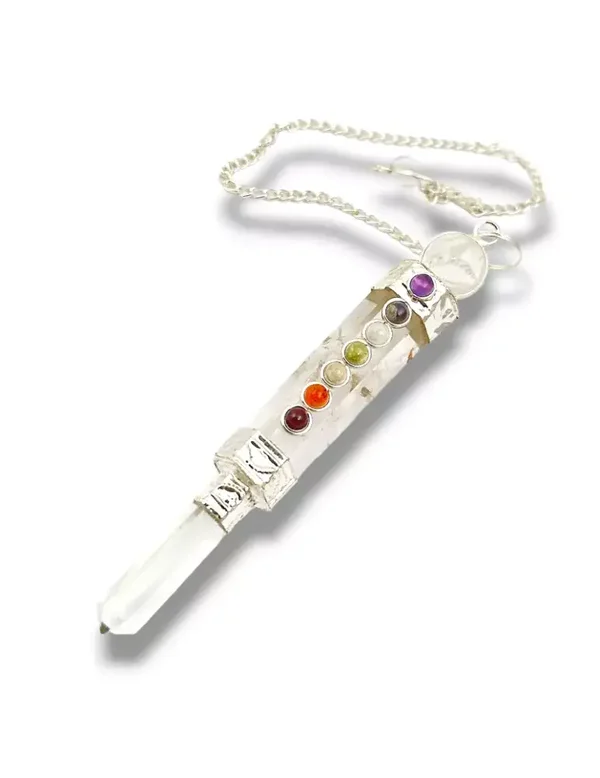 Pendule baguette cristal de quartz 7 chakras
