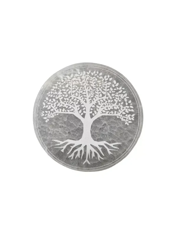 Sélénite Arbre de vie gravée