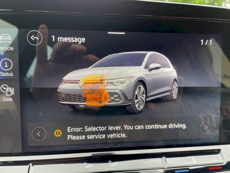 golf 8 storings melding: error Selector lever. you can continue driving