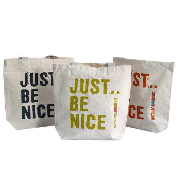 Just be nice 100% cotton tote bag in black