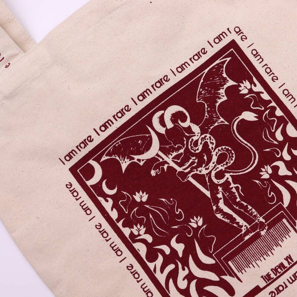 Hop Hare Affirmation Tote Bag - "I am Rare" cotton canvas tote bag