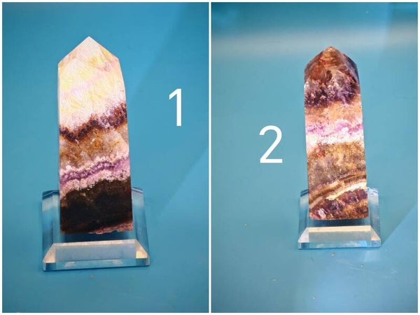 Moss Agate and Fluorite Tower