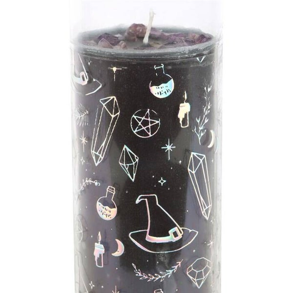 The Crystal Witch Jasmine Tube Candle with Amethyst Chips