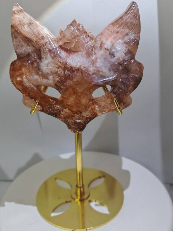 Fire quartz fox head with stand