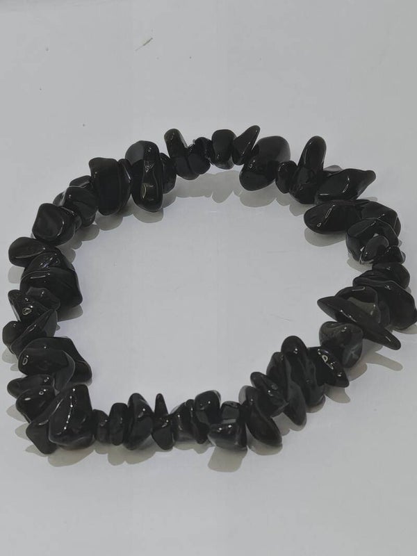Obsidian chipped bracelet