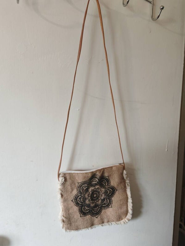 Hemp over shoulder bag lotus