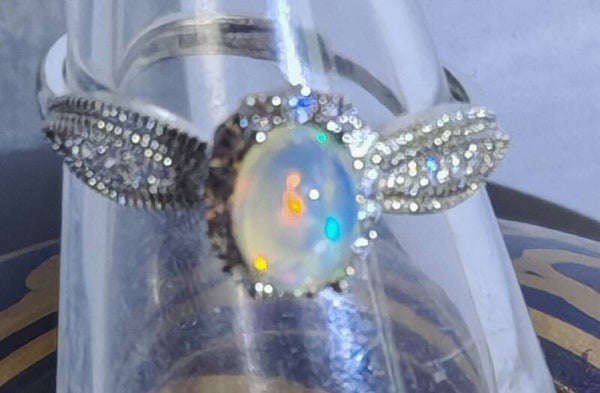 Opal silver ring