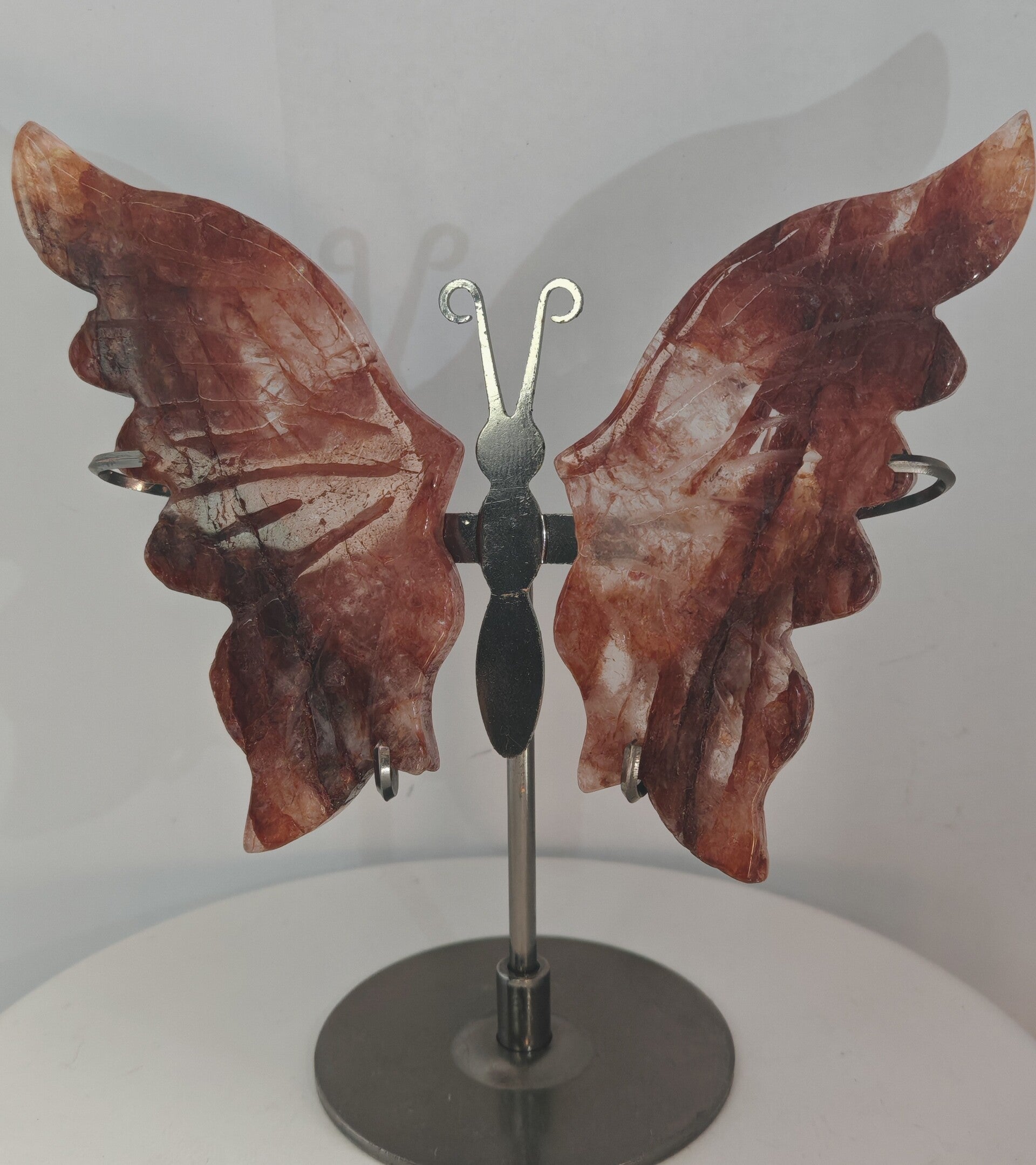 Fire quartz Butterfly Wings with black stand