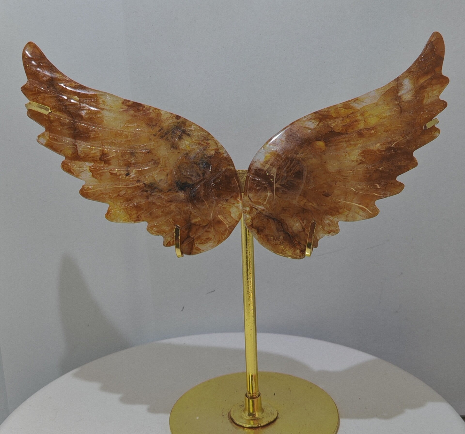 Golden Healer quartz Wings with gold stand