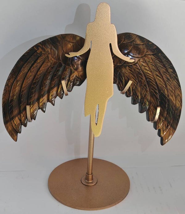 Tigers eye Angel with gold stand