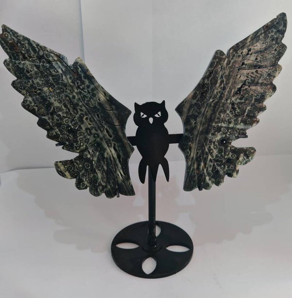 Serpentine Owl Wings with black stand