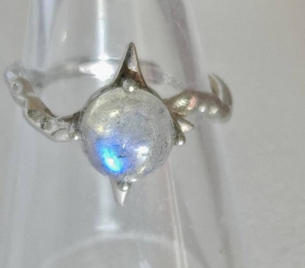 moonstone 925 silver adjustable ring