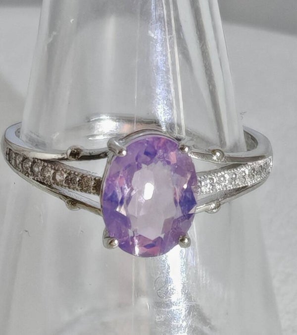 Amethyst 925 silver fully adjustable ring