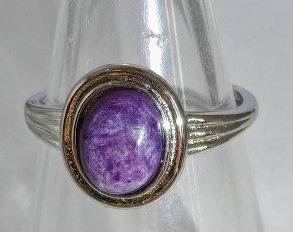 Charoite 925 Silver adjustable ring