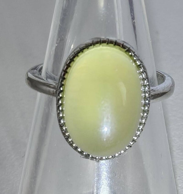 Yellow Fluorite 925 Silver adjustable ring