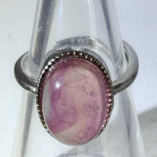 Purple Fluorite 925 silver fully adjustable ring
