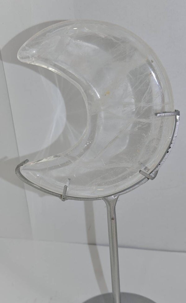 Clear Quartz Moon with custom made stand