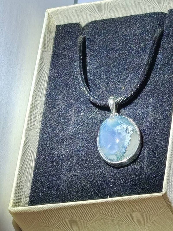 B3 Moss agate necklace on a rope chain