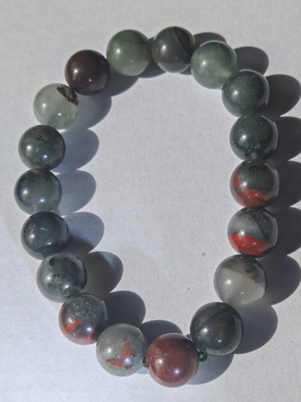 A24 African blood stone bracelet 10mm beads