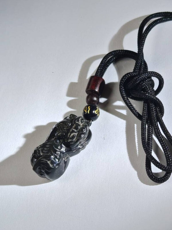 B22 pixui obsidian pendant