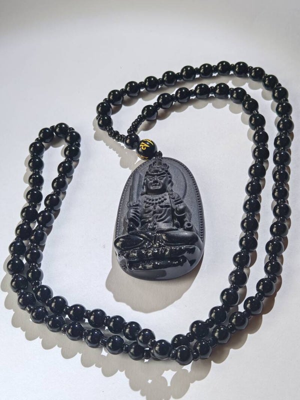 B23 obsidian Acala Buddha pendant