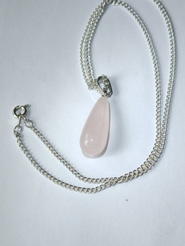B34 Rose quartz tear drop pendant