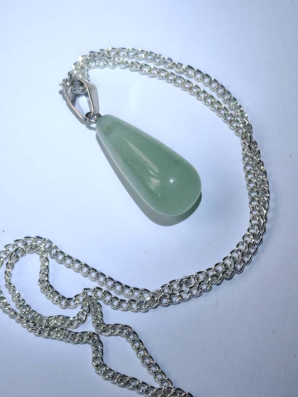 B33 Green Jade tear drop pendant