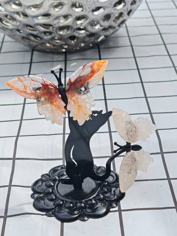 Cat stand with two butterflies