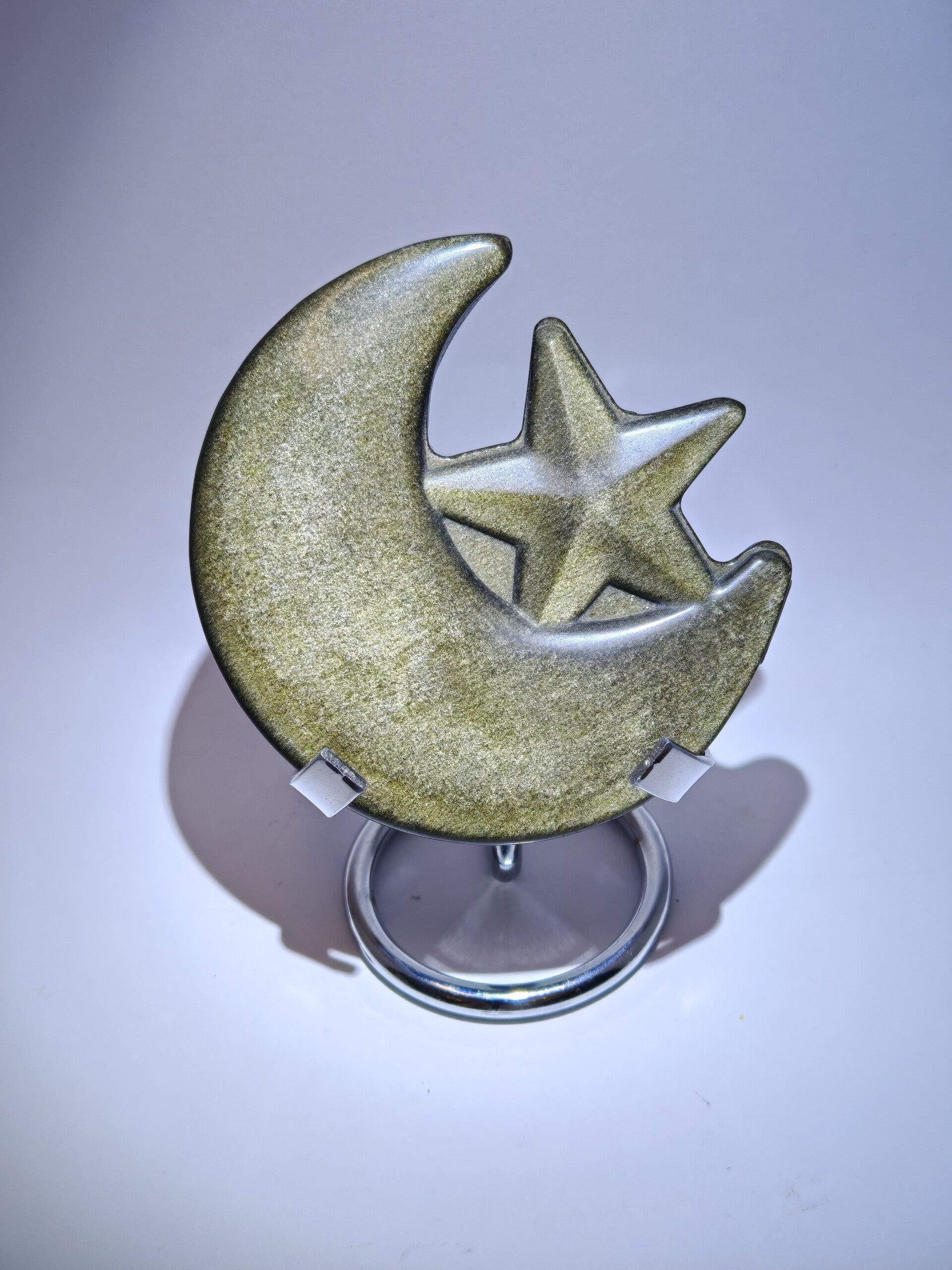 Gold Obsidian Moon and star carving