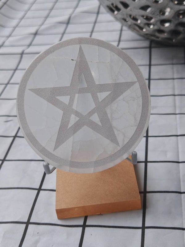 Selenite Pentagram Plate