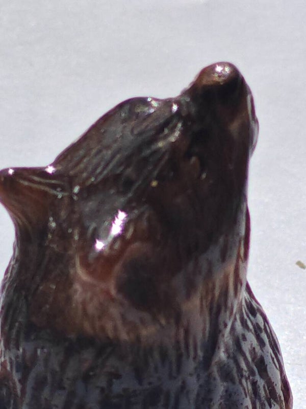 Tigers eye Wolf carving