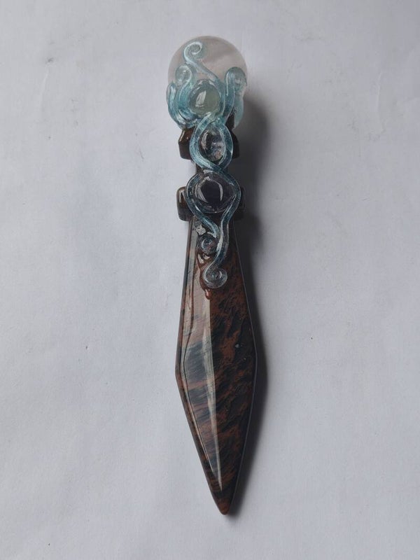 Red Obsidian and Clear Quartz Dagger