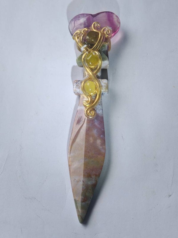 Pink opal and Fluorite Dagger