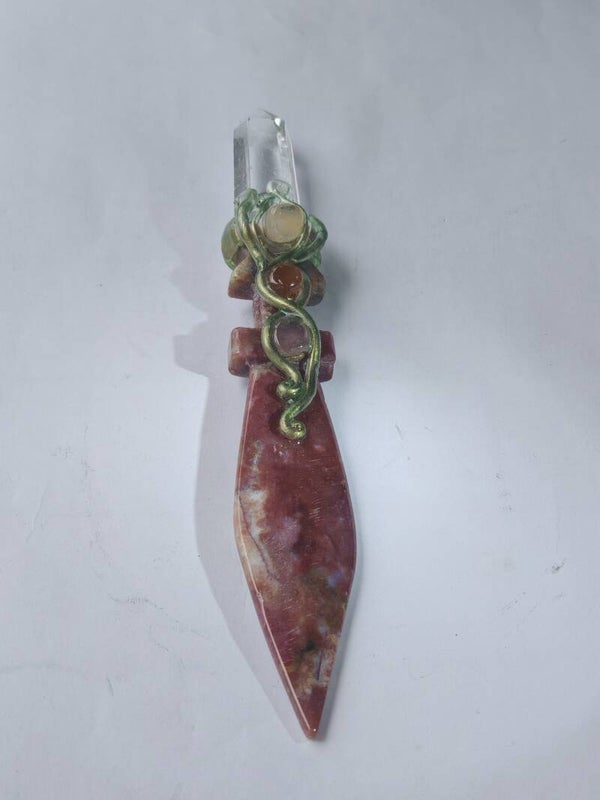 Rhodonite and Clear Quartz Dagger