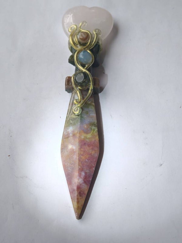 Rhodonite and Snow Quartz Dagger