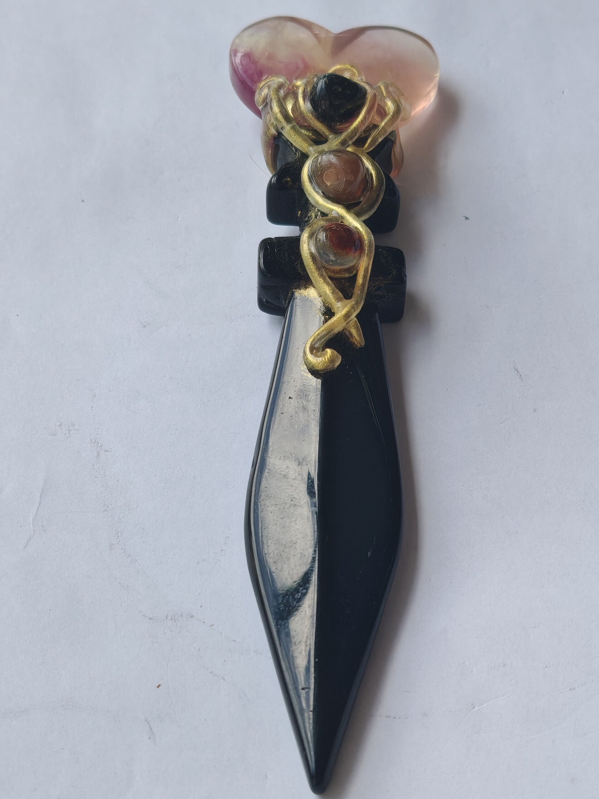 Black Obsidian and Fluorite Dagger