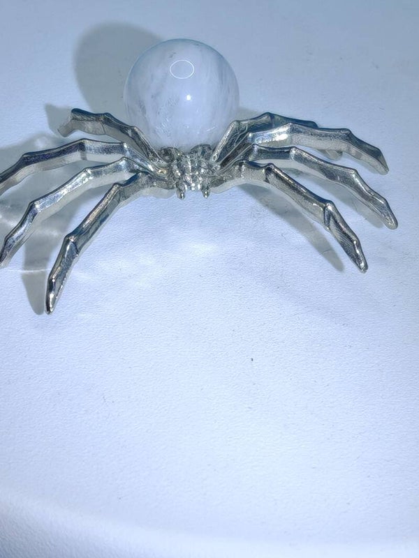 Snow Quartz silver spider